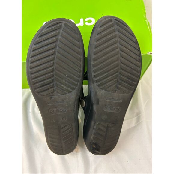 Crocs Sanrah size 8 Black sandals wedges - Picture 6 of 9
